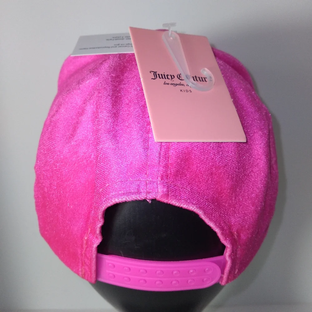 Juicy Couture Kids Rhinestone Hot Pink Faux Suede Cap